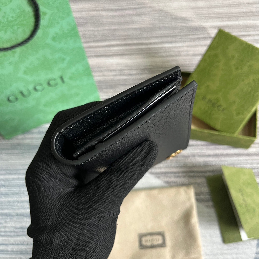 Gvc*1 GG Marmont Long Wallet Black For Men 7.1in/18cm ‎‎‎428740 DJ20T 1000