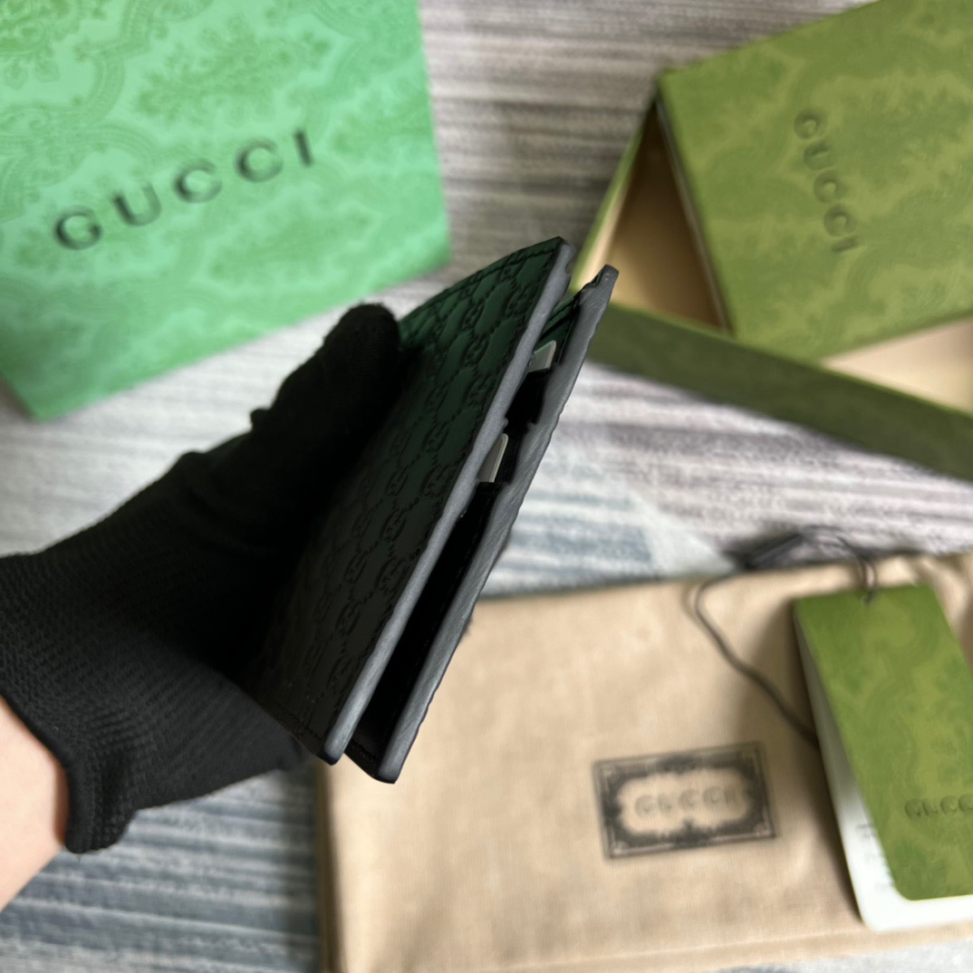 Gvc*1 GG MicroGvc*1ssima Bi-Fold Wallet Black For Men 4.3in/11cm ‎‎‎260987 BMJ1N 4009