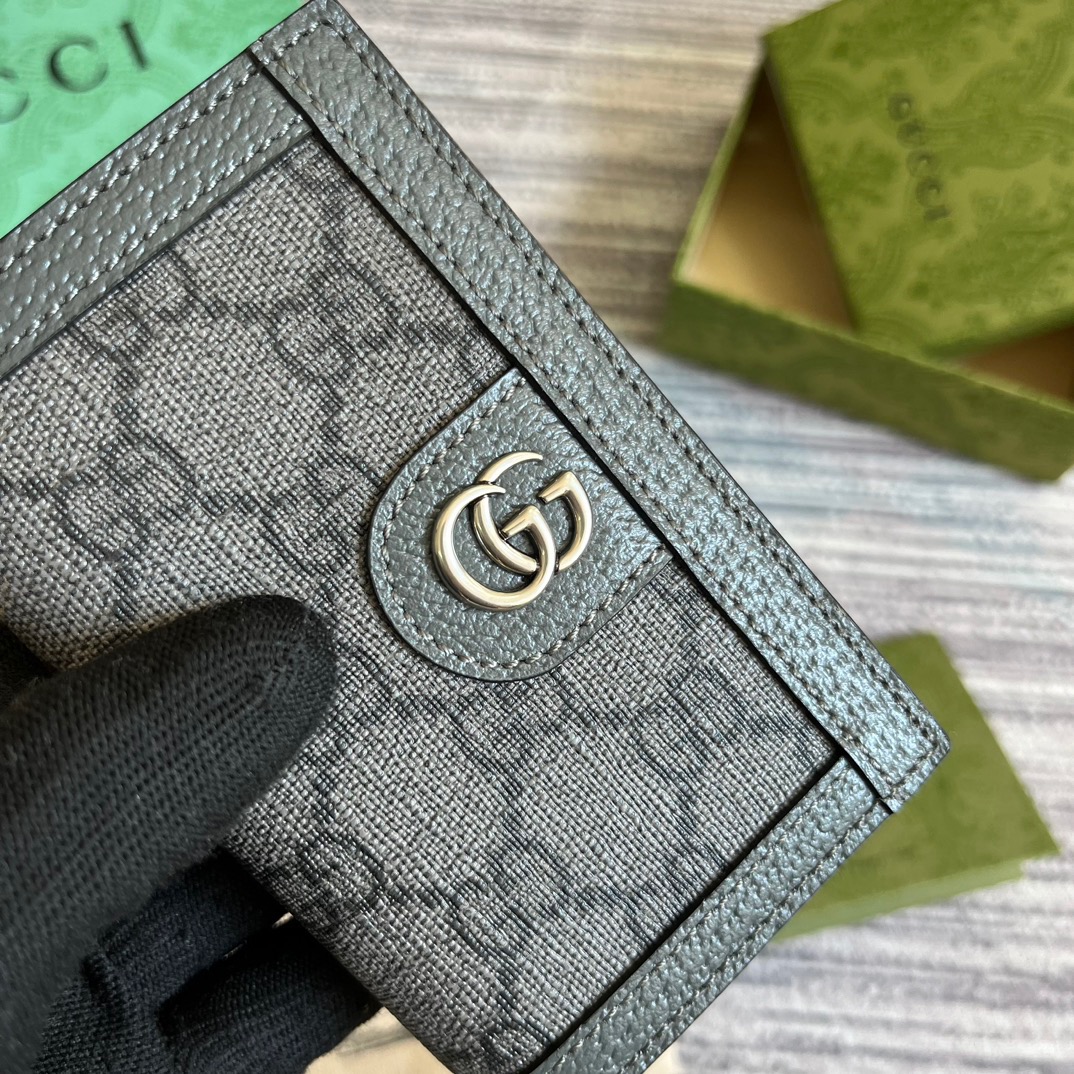 Gvc*1 Ophidia Card Case Svp*me Canvas Grey For Men 4.7in/12cm ‎‎734943 UULBN 1244
