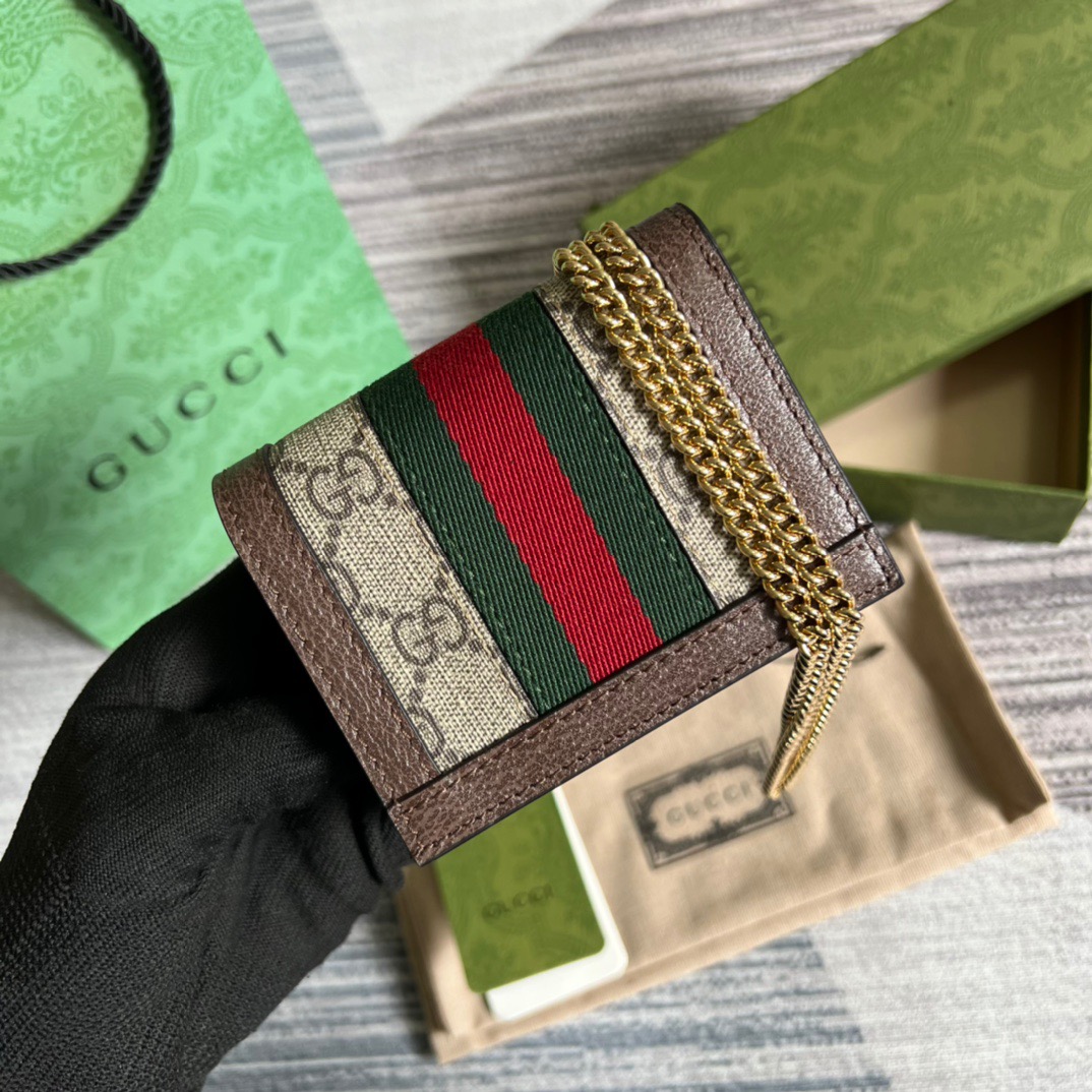 Gvc*1 Ophidia GG Card Case Wallet Svp*me Canvas Beige For Women‎ 4.3in/11cm 523155 96IWG 8745