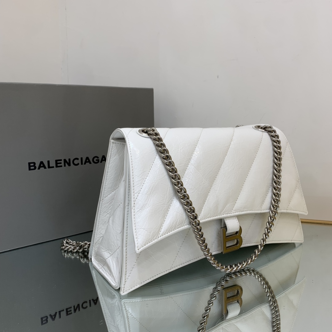 Ba1en*iaga Crush Medium Chain Bag Black/White For Women‎ 12.2in/31cm