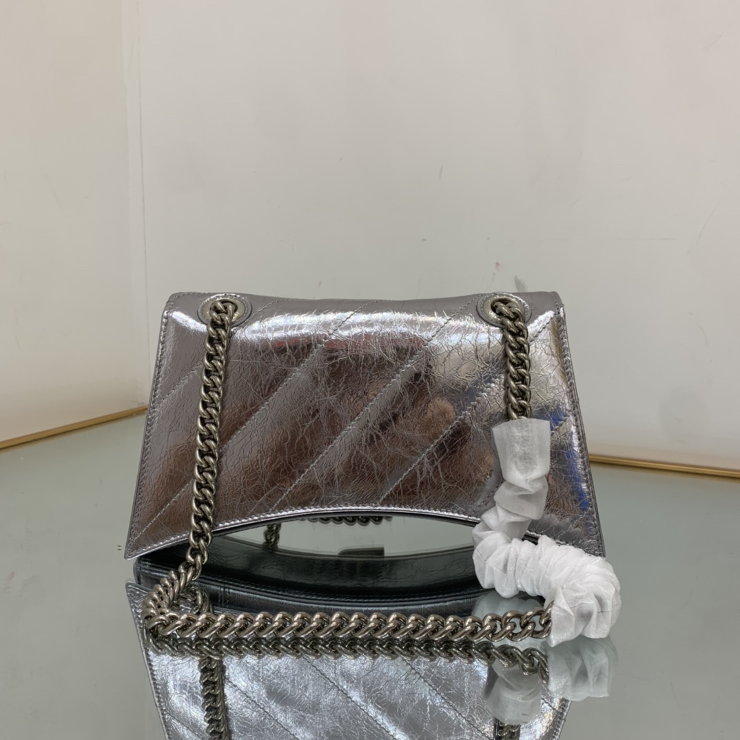 Ba1en*iaga Crush Small Chain Bag Black/Pink/Silver/White For Women‎ 9.8in/24.9cm