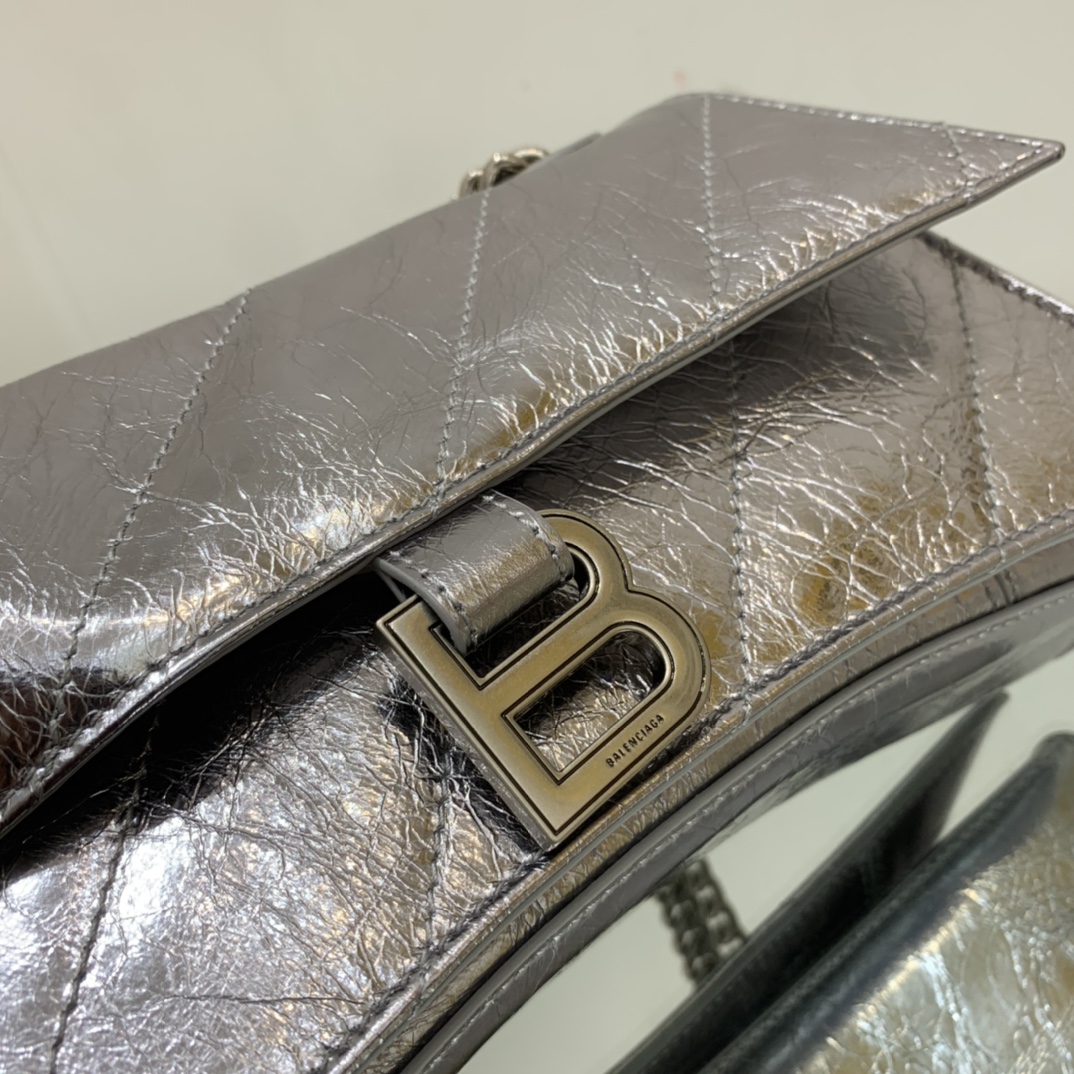 Ba1en*iaga Crush Small Chain Bag Black/Pink/Silver/White For Women‎ 9.8in/24.9cm
