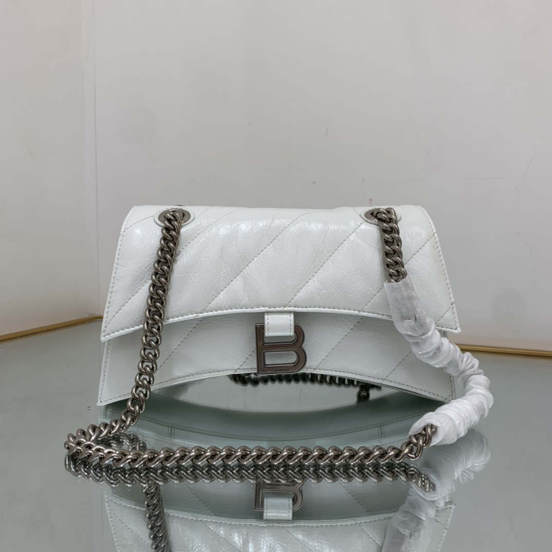 Ba1en*iaga Crush Small Chain Bag Black/Pink/Silver/White For Women‎ 9.8in/24.9cm