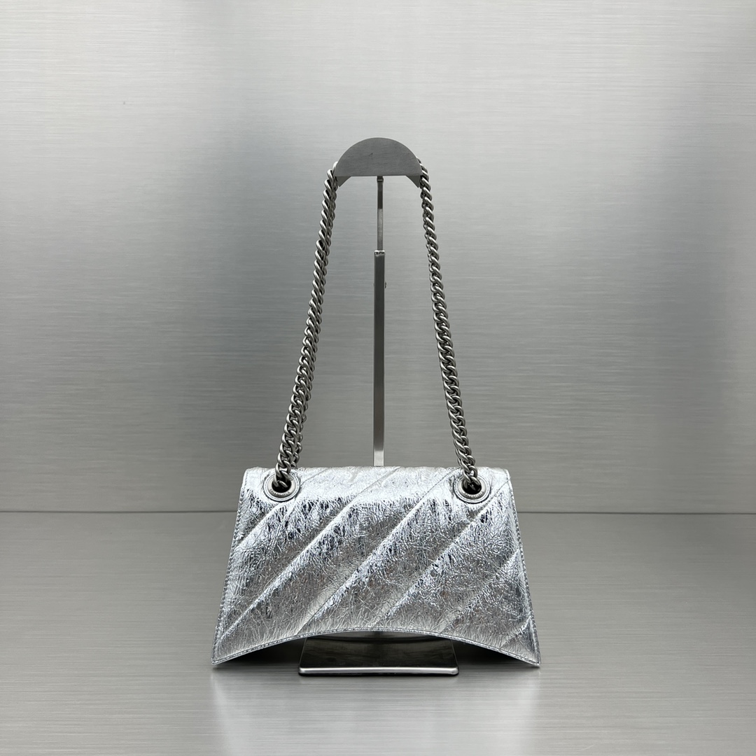 Ba1en*iaga Crush Small Chain Bag Black/Pink/Silver/White For Women‎ 9.8in/24.9cm 716351210J09001