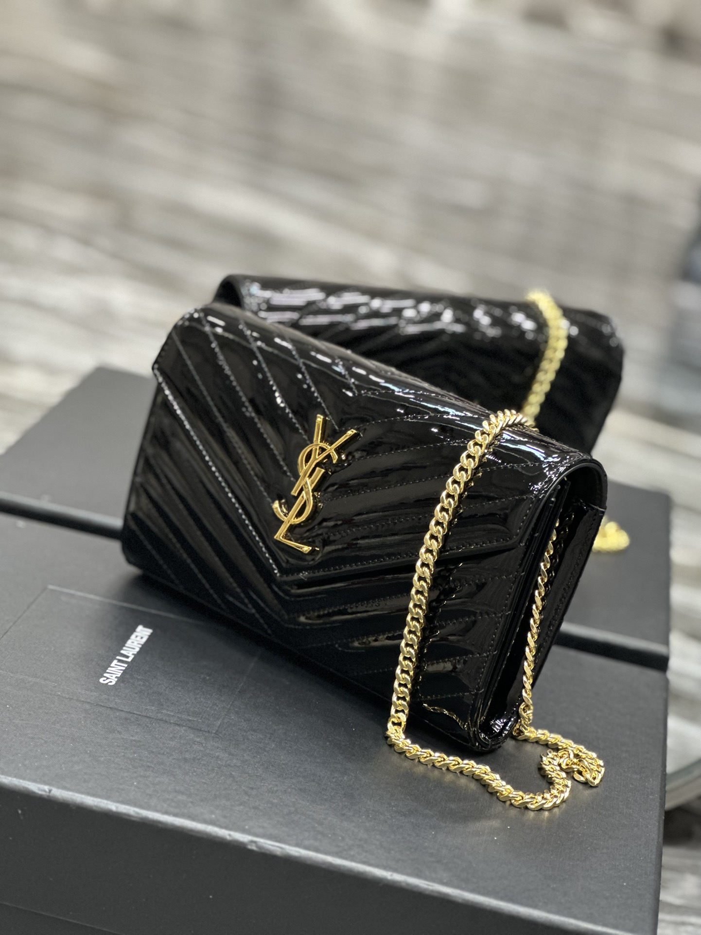 Sa1nt Lau*nt Envelope Small Bag Black For Women‎ 8.5in/22.5cm