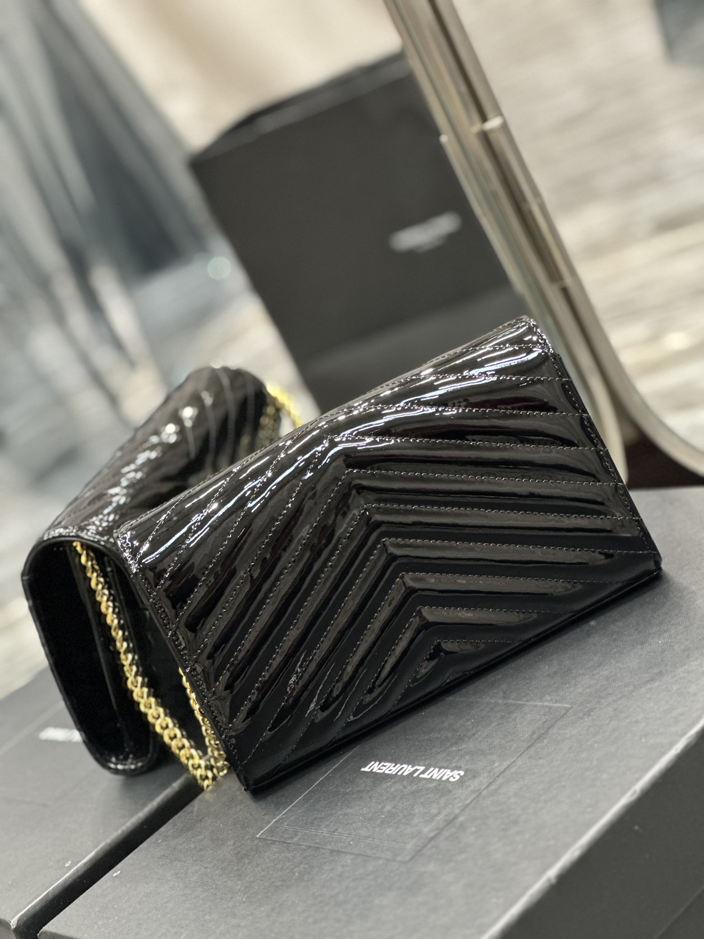 Sa1nt Lau*nt Envelope Small Bag Black For Women‎ 8.5in/22.5cm