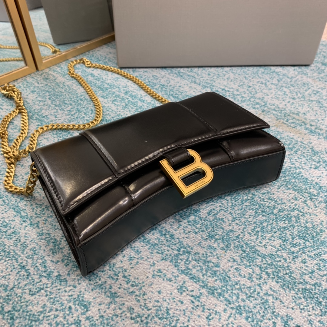 Ba1en*iaga Hourglass Wallet Black/Light Orange For Women‎ 7.6in/19cm 6560501QJ4M1000