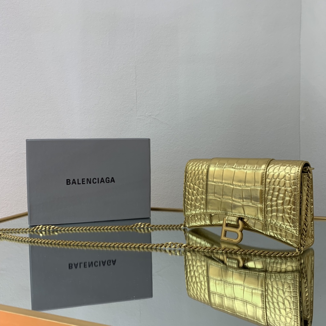 Ba1en*iaga Hourglass Wallet Silver/Grey/Gold/Green/Black For Women‎ 7.6in/19cm 6560502UDF71000