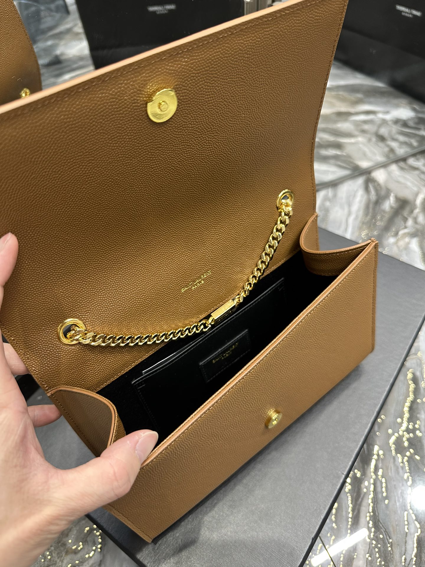 Sa1nt Lau*nt Kate Chain Bag Brown For Women‎ 9.4in/24cm