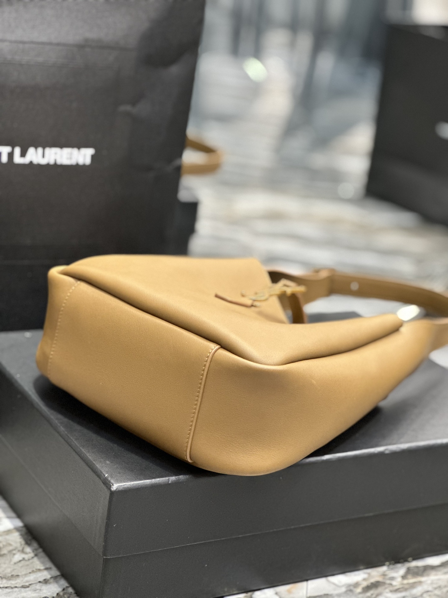 Sa1nt Lau*nt Le 5 A 7 Soft Small Black/Yellow/Burgundy For Women‎ 9in/23cm 713938AAAUQ1000
