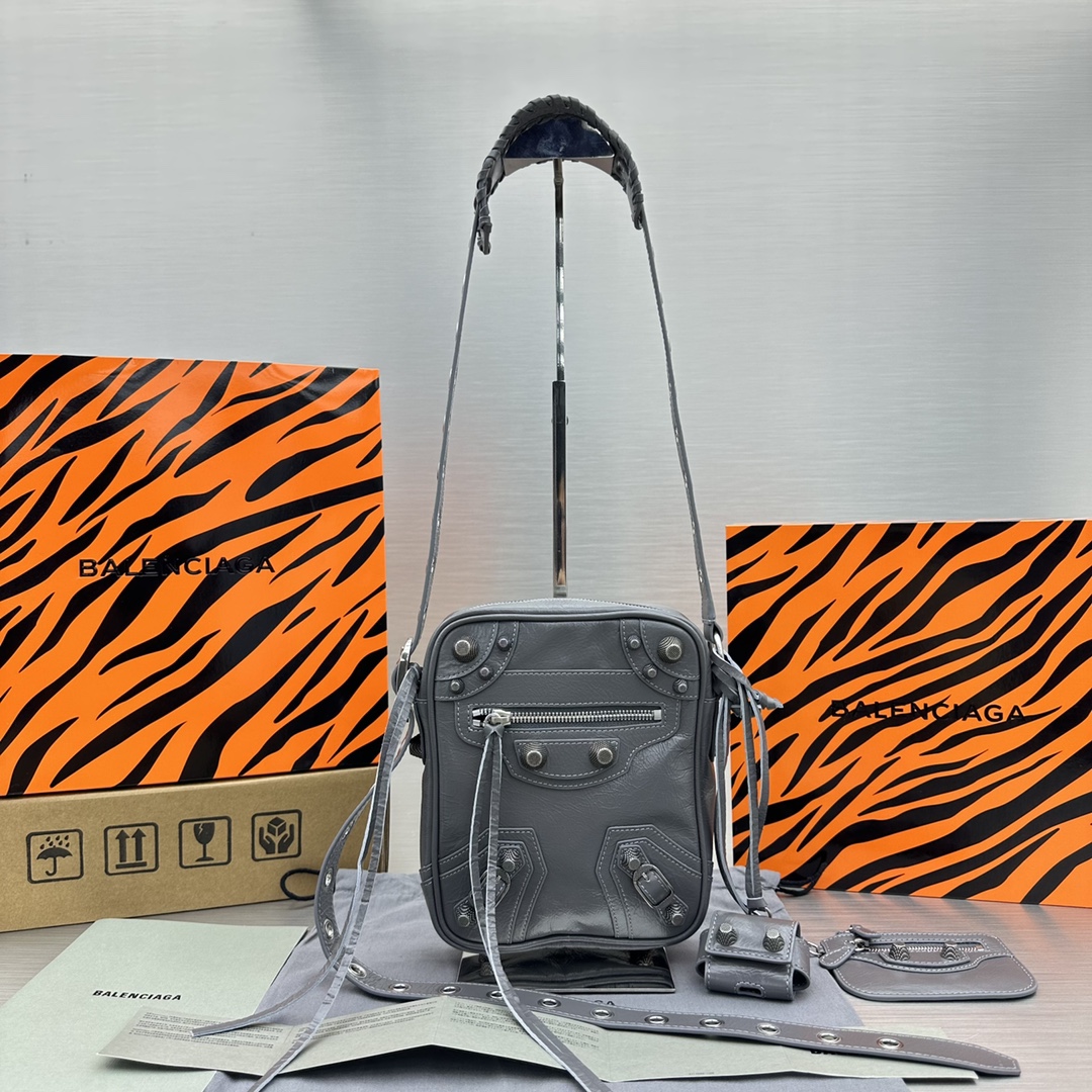 Ba1en*iaga Le Cagole Crossbody Bag Black/Grey For Women‎ 7.8in/19.8cm