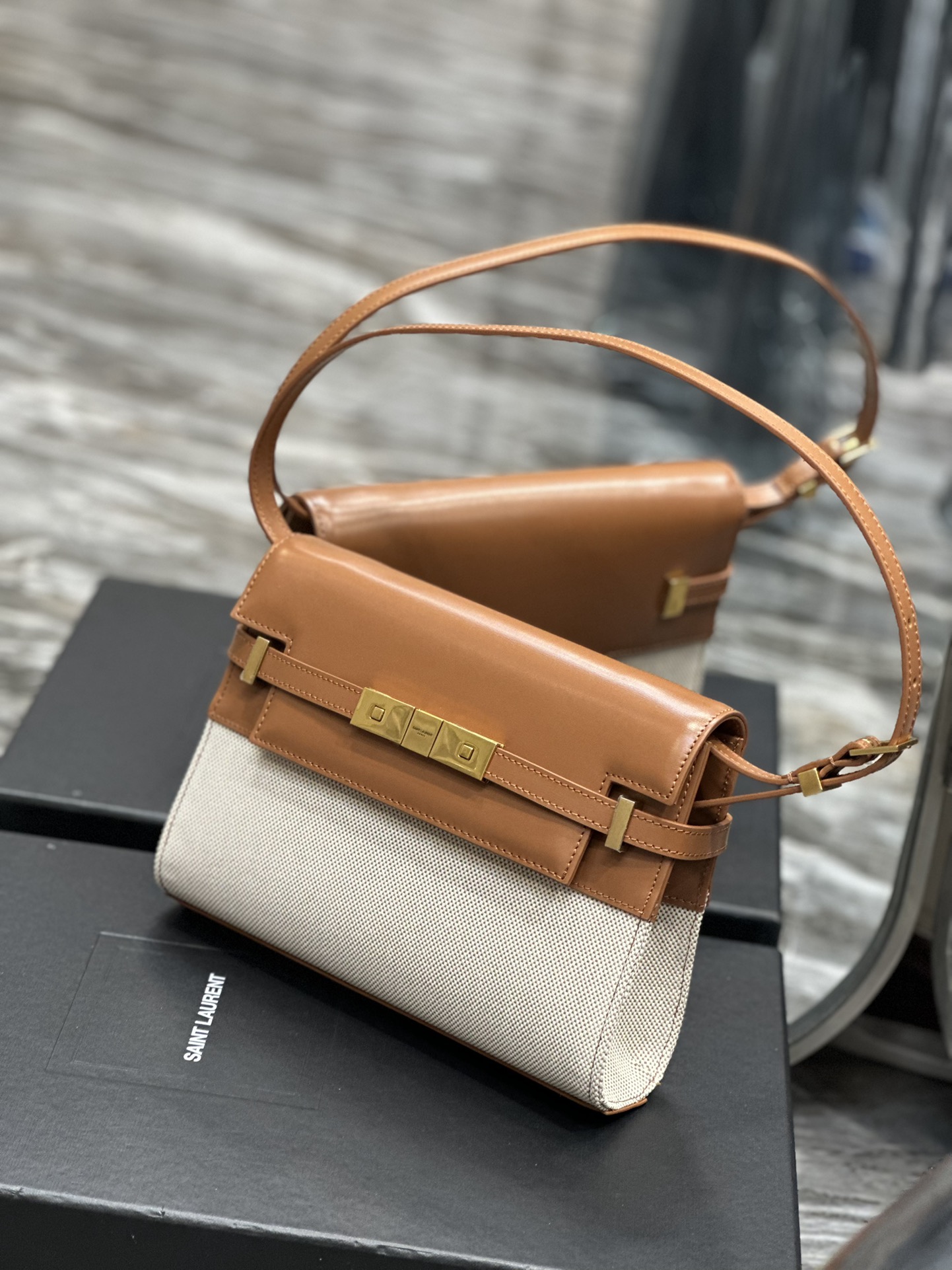 Sa1nt Lau*nt Manhattan Small Shoulder Bag Brown For Women‎ 9.4in/24cm