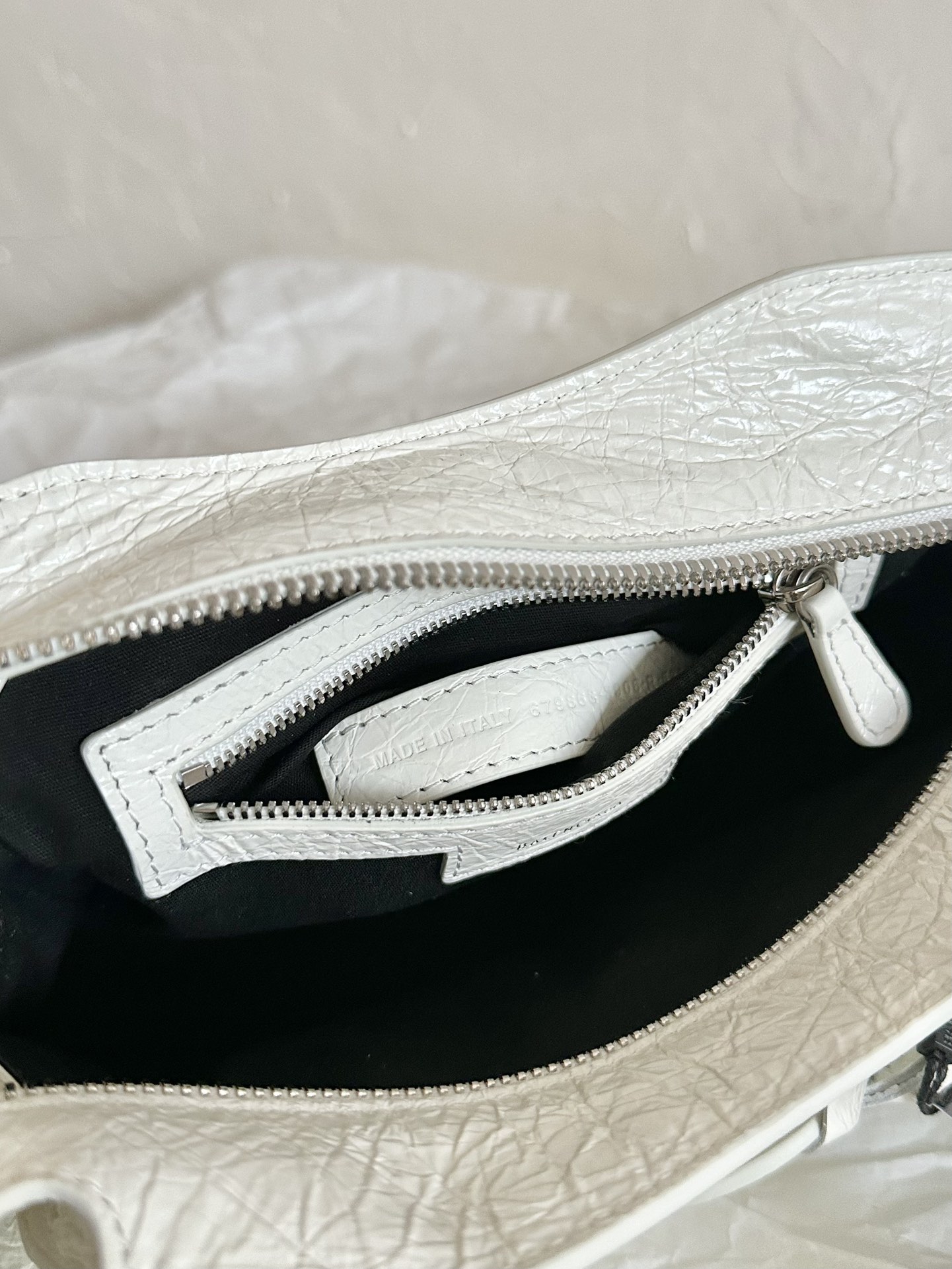 Ba1en*iaga Neo Cagole City Small Handbag White/Silver For Women‎ 10.5in/27cm 222342F046015