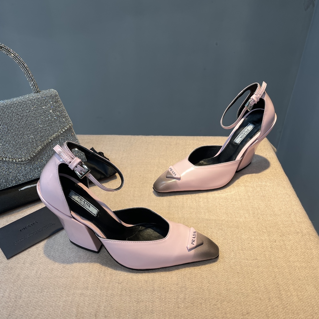 Pra*a Brushed Pumps Light Pink For Women 3.7 in/ 9.5cm 1I982M_055_F0E18_F_A095