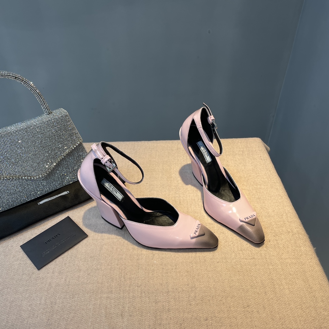 Pra*a Brushed Pumps Light Pink For Women 3.7 in/ 9.5cm 1I982M_055_F0E18_F_A095