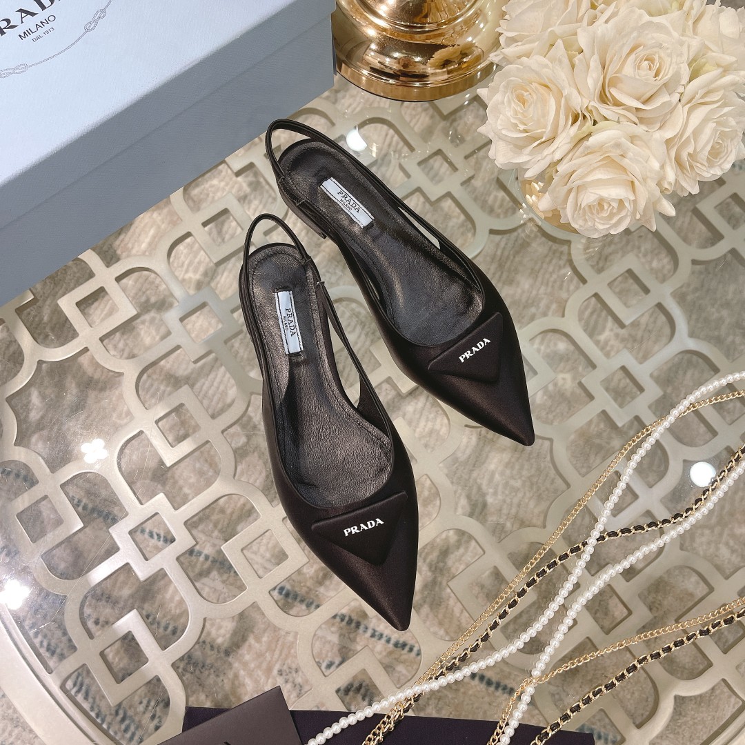 Pra*a Brushed Slingback Pumps Black For Women 0.4 in/ 1 cm