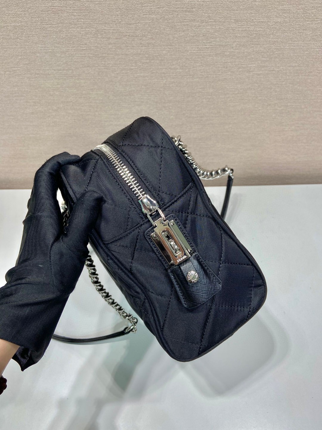 Pra*a Chain 2way Bag Black For Women 11.8 in / 30 cm