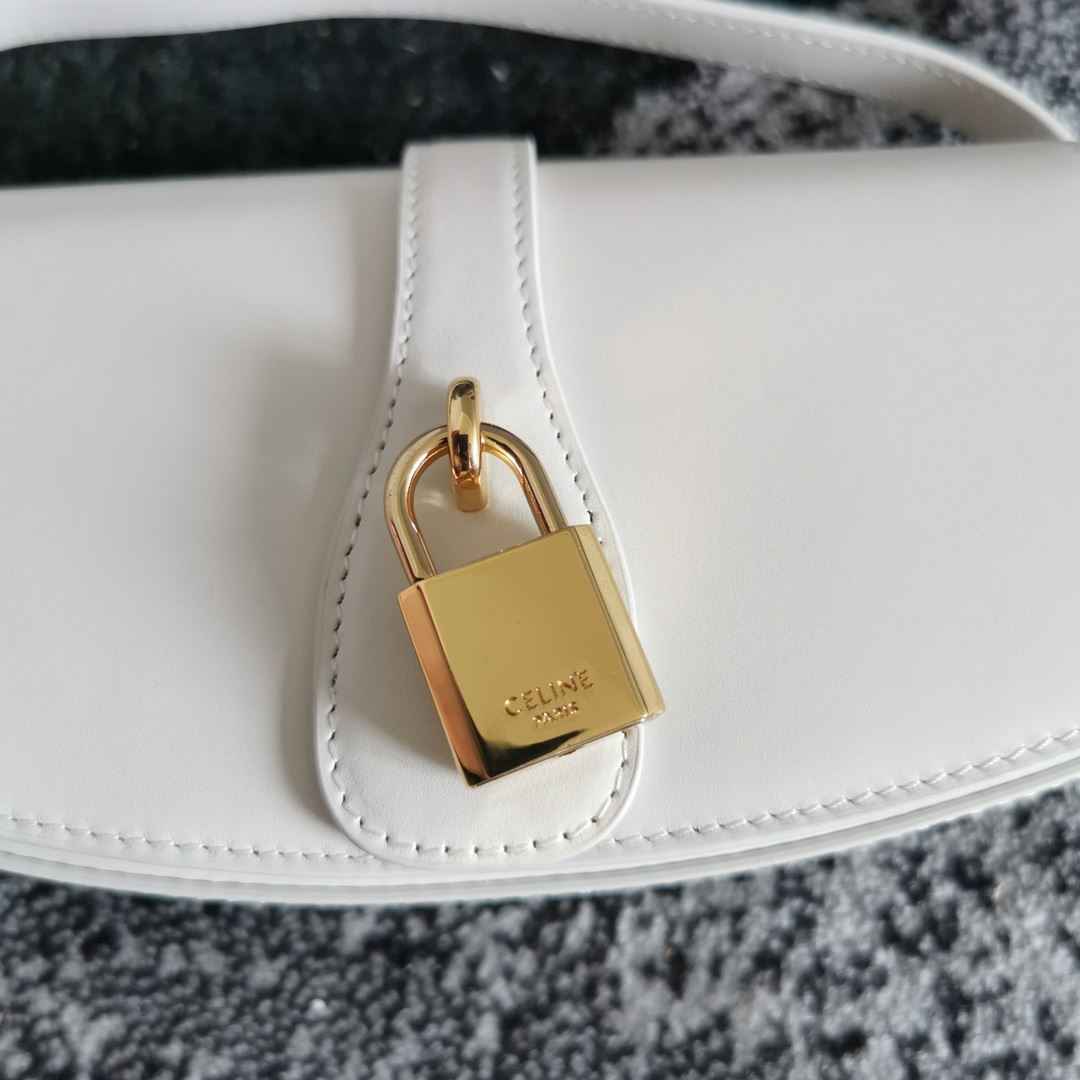 Ce1i*e Clutch On Strap Tabou In Triomphe Smooth White/Brown/Black For Women‎ 7in/18cm 10I593DQ1.01CK