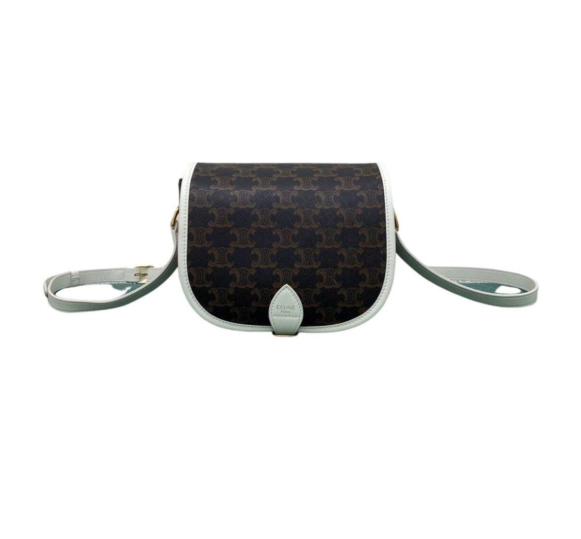 Ce1i*e Medium Folco Bag In Triomphe Canvas With Ce1i*e Print Black And White For Women 7in/18.5cm