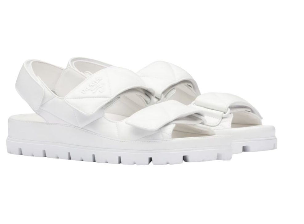Pra*a Padded Nappa Sandals White For Women 0.8 in/ 2cm 1X721M_038_F0009_F_020