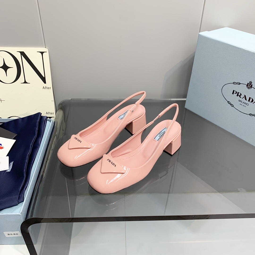 Pra*a Patent Slingback Pumps Light Pink For Women 2.1 in/ 5.5 cm