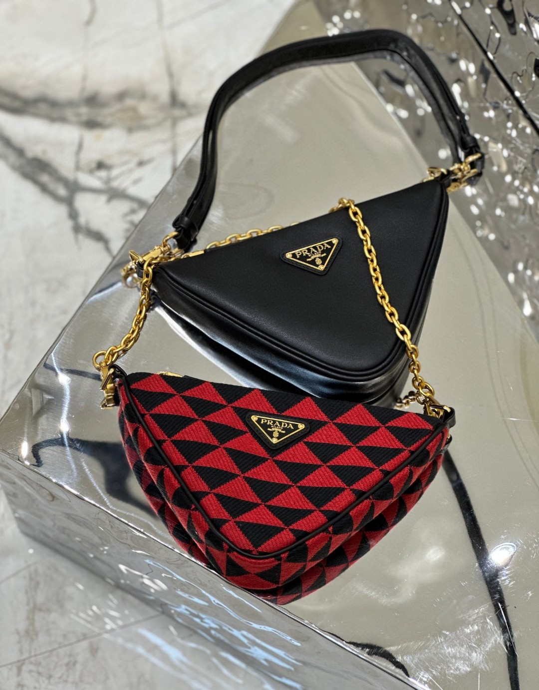 Pra*a Symbole Fabric Mini Bag Red/Beige For Women 11 in / 28 cm 1BC176_2FPN_F0V1I_V_OOO