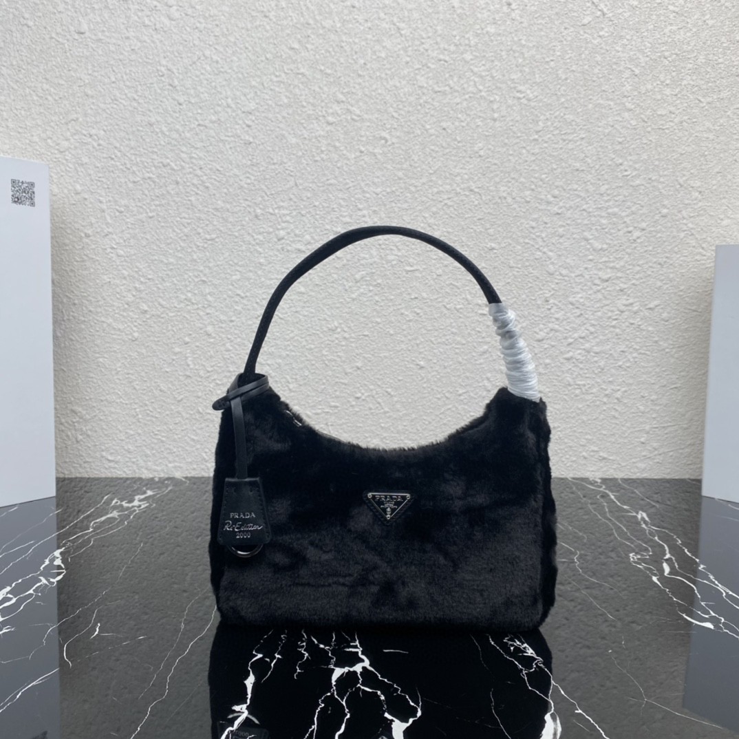 Pra*a Re-Edition 2000 Mini Bag Black/White/Pink For Women 8.6 in / 22 cm 1NE515_2DUE_F0002