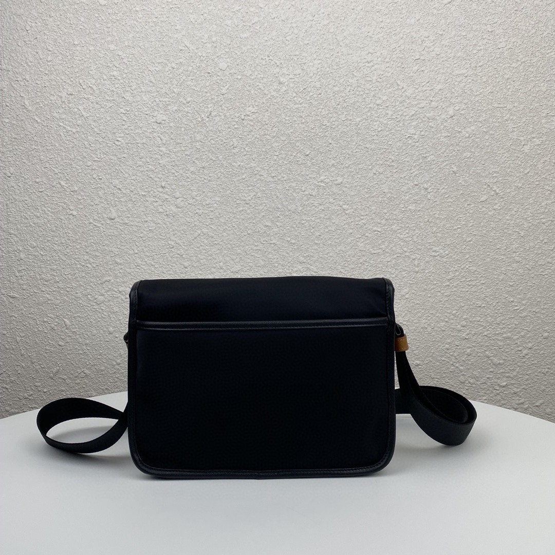 Pra*a Small Saffiano Shoulder Bag Grey and Black For Women 10.2 in / 26 cm