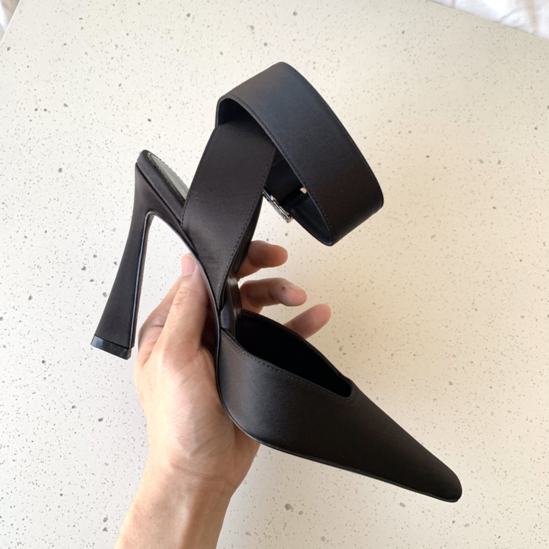 Sa1nt Lau*nt Fanny Slingback Pumps In Crepe Satin Black For Women 7176081UU001000