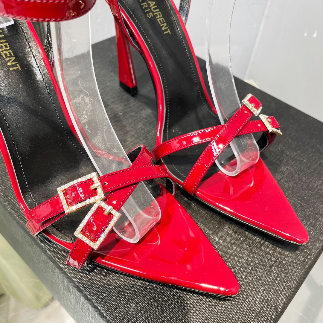 Sa1nt Lau*nt Lila Sandals In Patent Red For Women