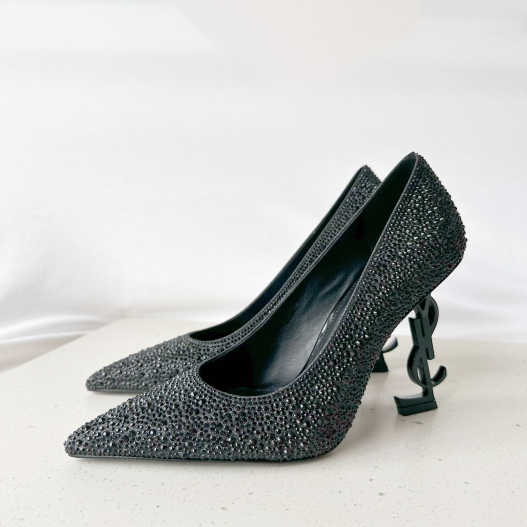Sa1nt Lau*nt Opyum Pumps In Rhinestones Black For Women 578947AAA4Z1012