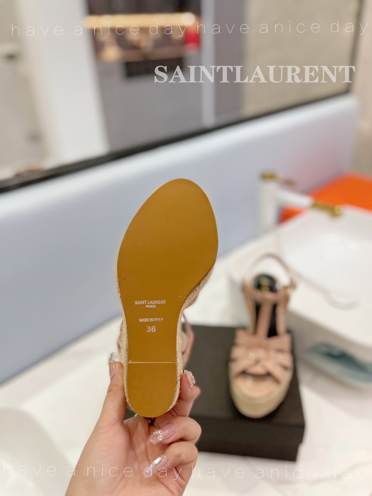 Sa1nt Lau*nt Tribute Espadrilles In Patent Beige For Women