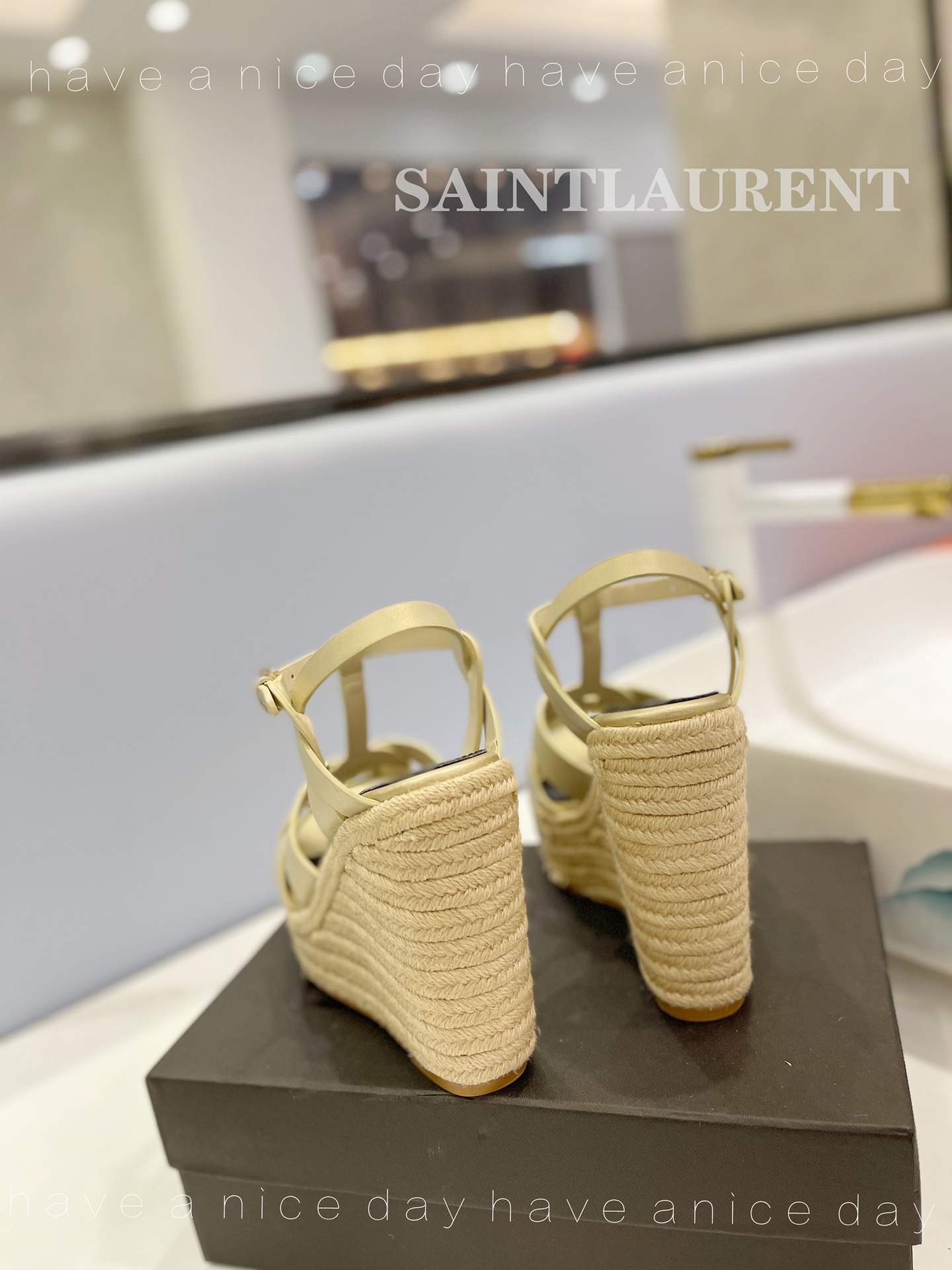 Sa1nt Lau*nt Tribute Espadrilles In Smooth Beige For Women