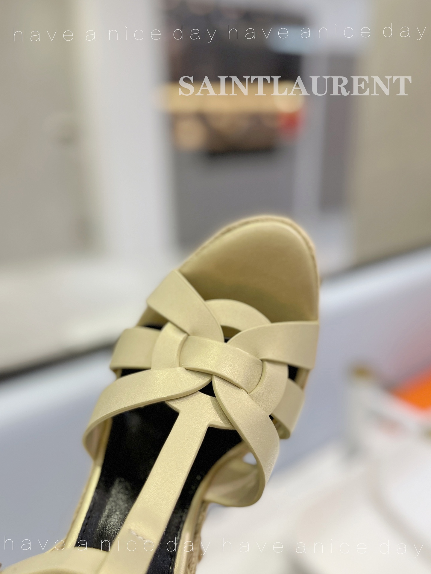 Sa1nt Lau*nt Tribute Espadrilles In Smooth Beige For Women
