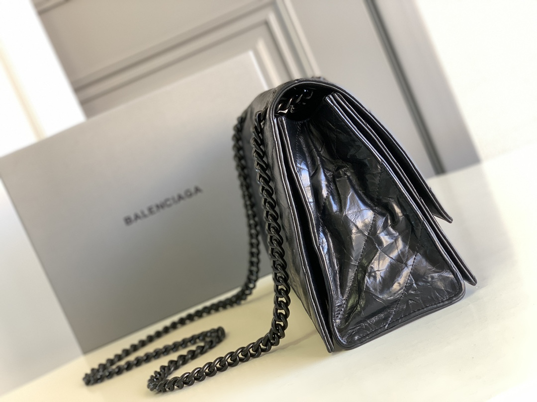 Ba1en*iaga Crush Medium Chain Bag Quilted In Black For Women 12.2in/31cm 716393210IY1000
