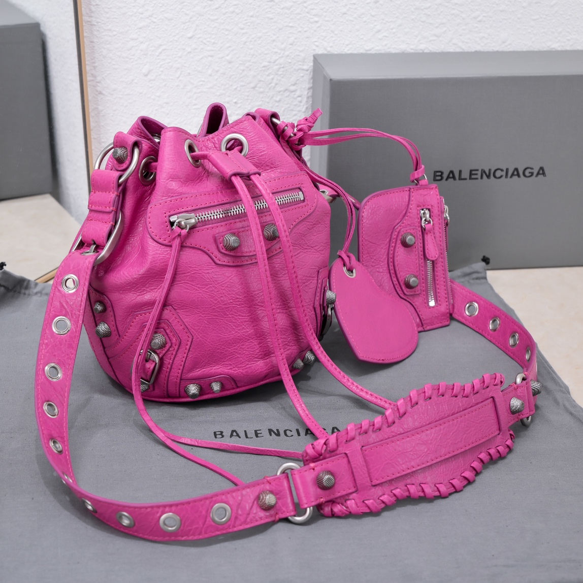 Ba1en*iaga Le Cagole Xs Bucket Bag Purple/Pink/Red/Blue/Green For Women 7.8in/20 cm