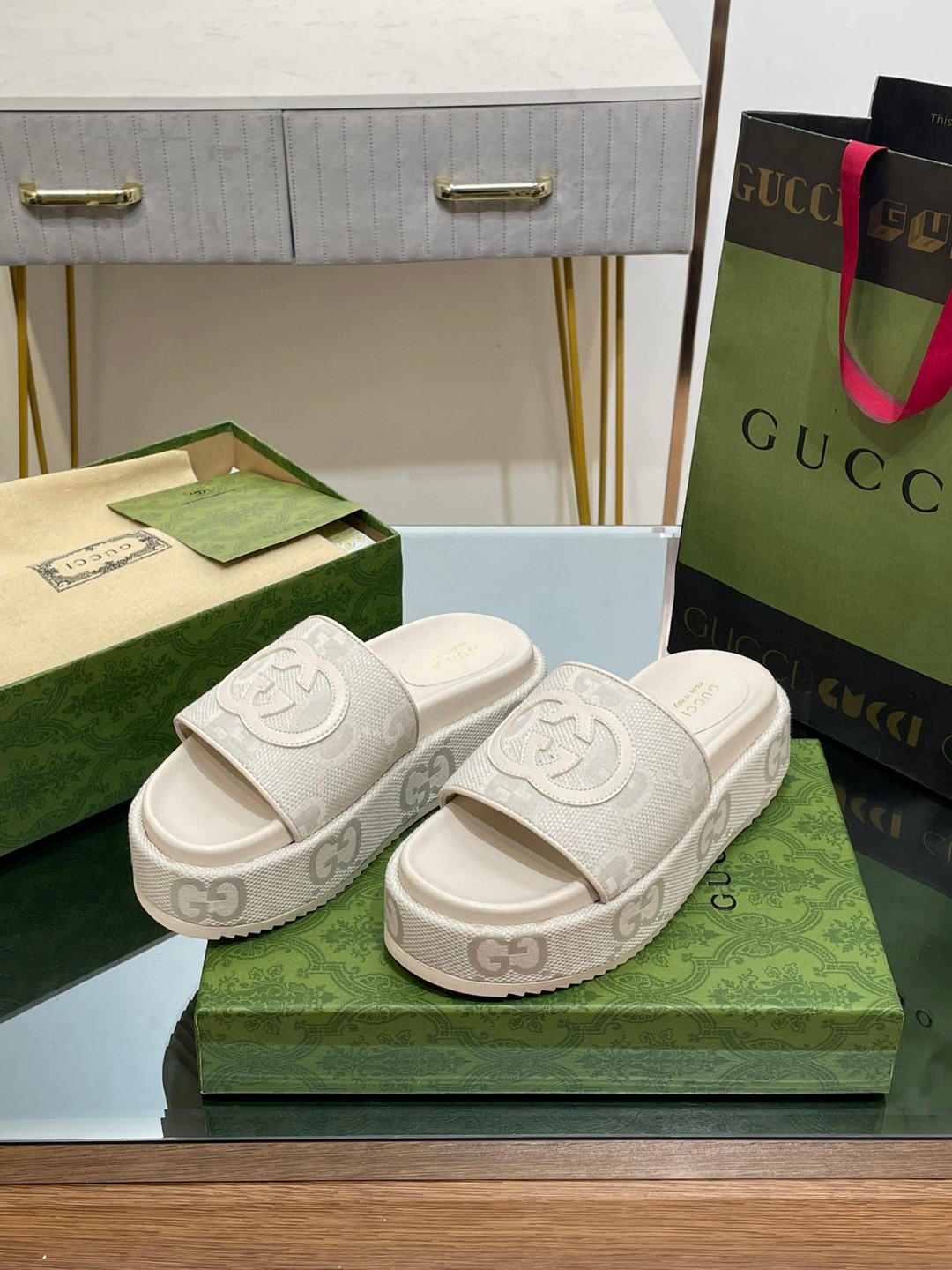 Gvc*1 Platform Slide Sandal White For Women ‎