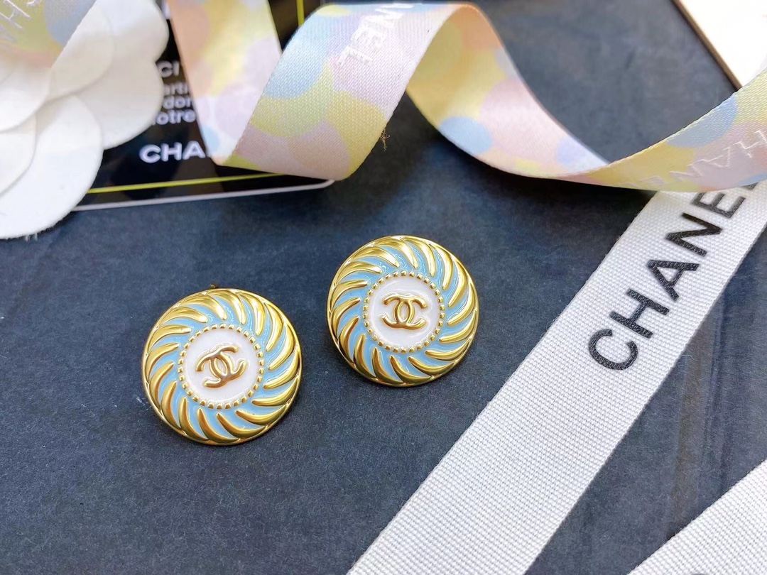 Ch**el Alphabet Earrings Jade Green For Women