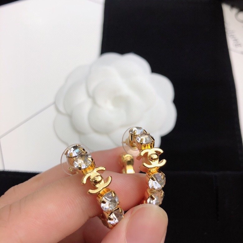 Ch**el C Shape Earrings Gold Tone For Women
