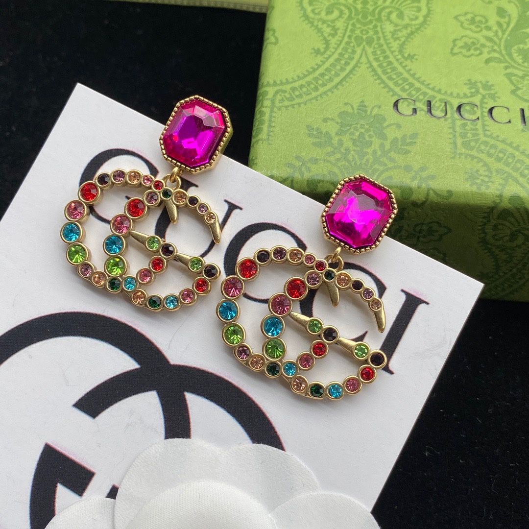 Gvc*1 D1am0nd GG Earrings Pink For Women