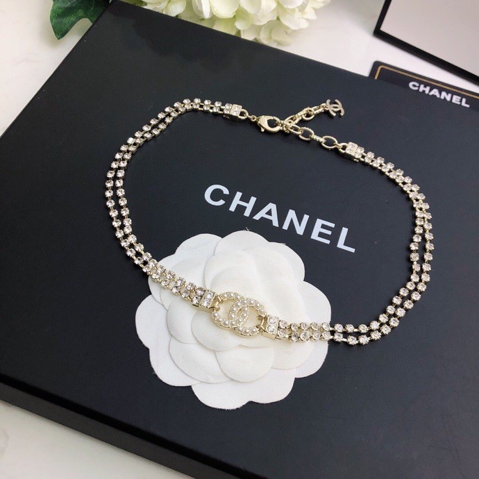 Ch**el D1am0nd Necklace Gold For Women