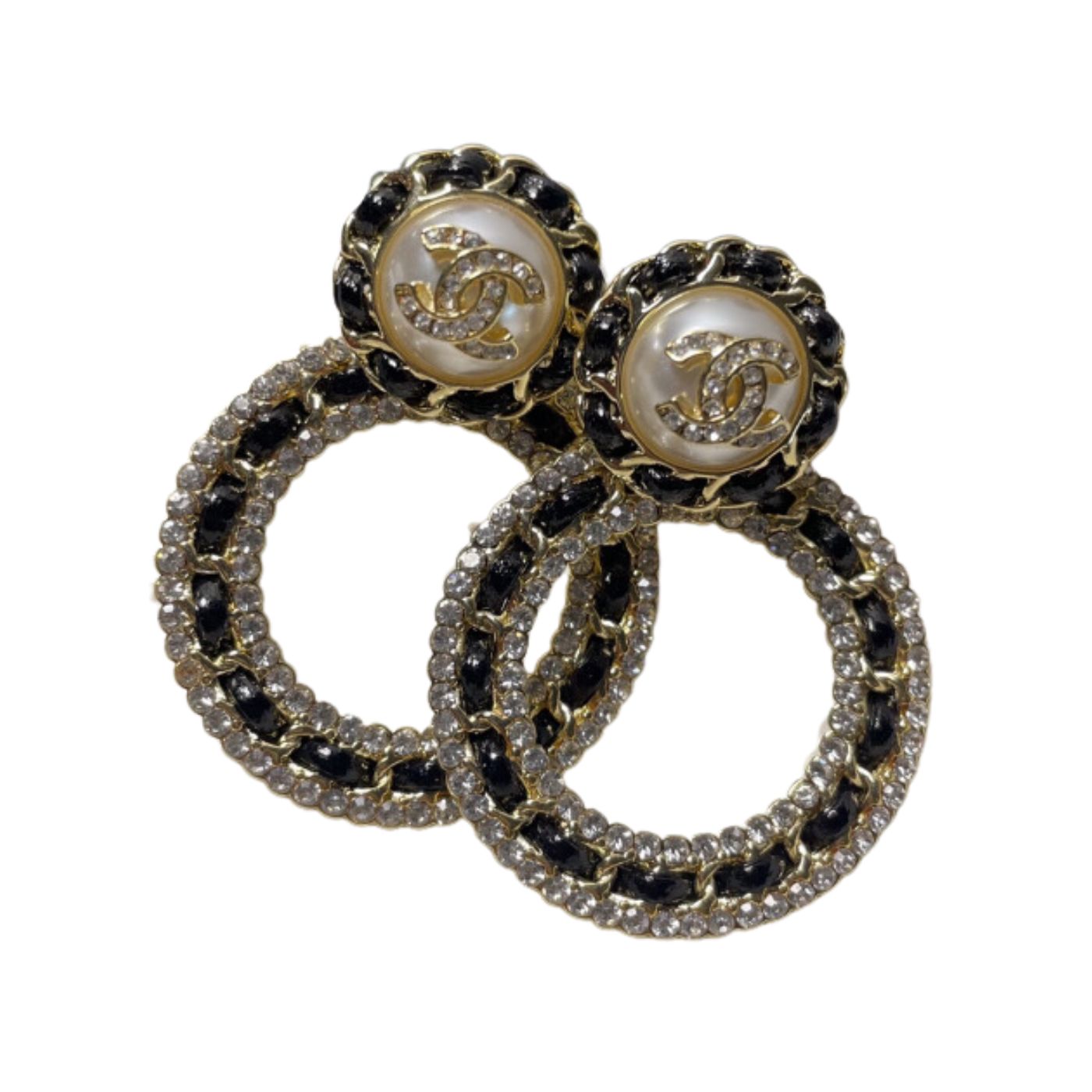 Ch**el Double C Earrings Black For Women
