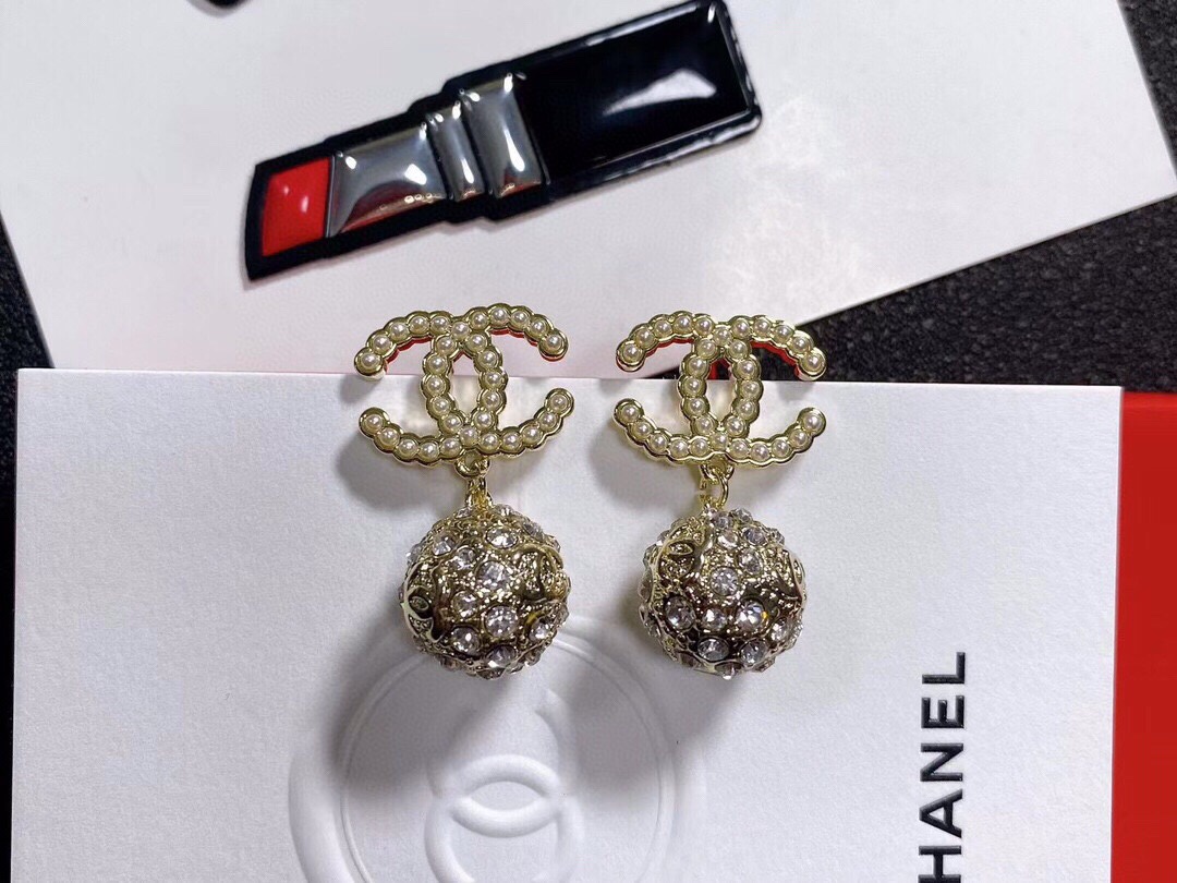 Ch**el Double C Earrings Gold For Women
