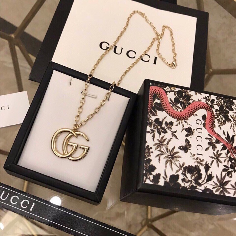 Gvc*1 Douple G Frame Pendant Necklace Gold Tone For Women