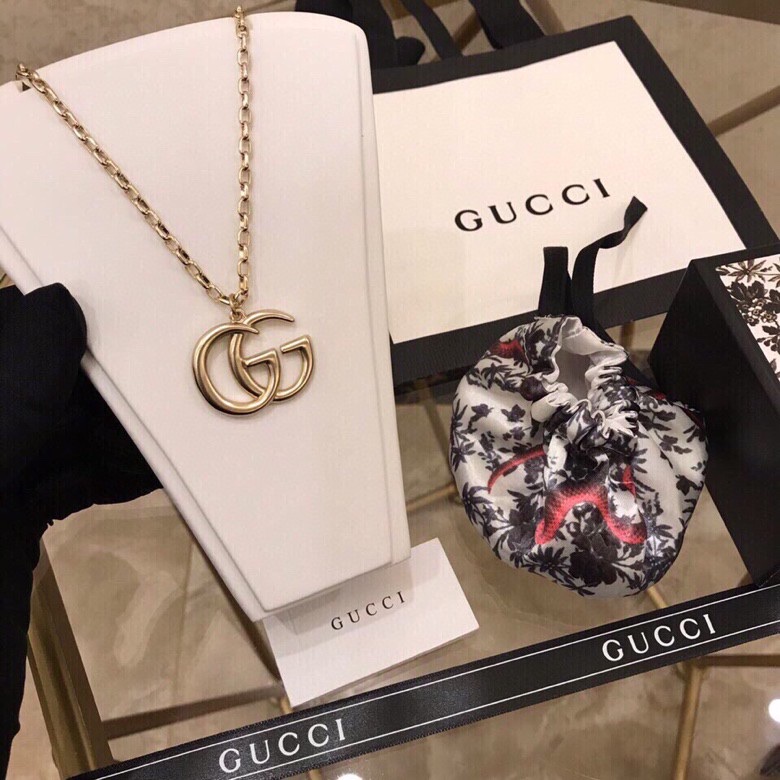 Gvc*1 Douple G Frame Pendant Necklace Gold Tone For Women