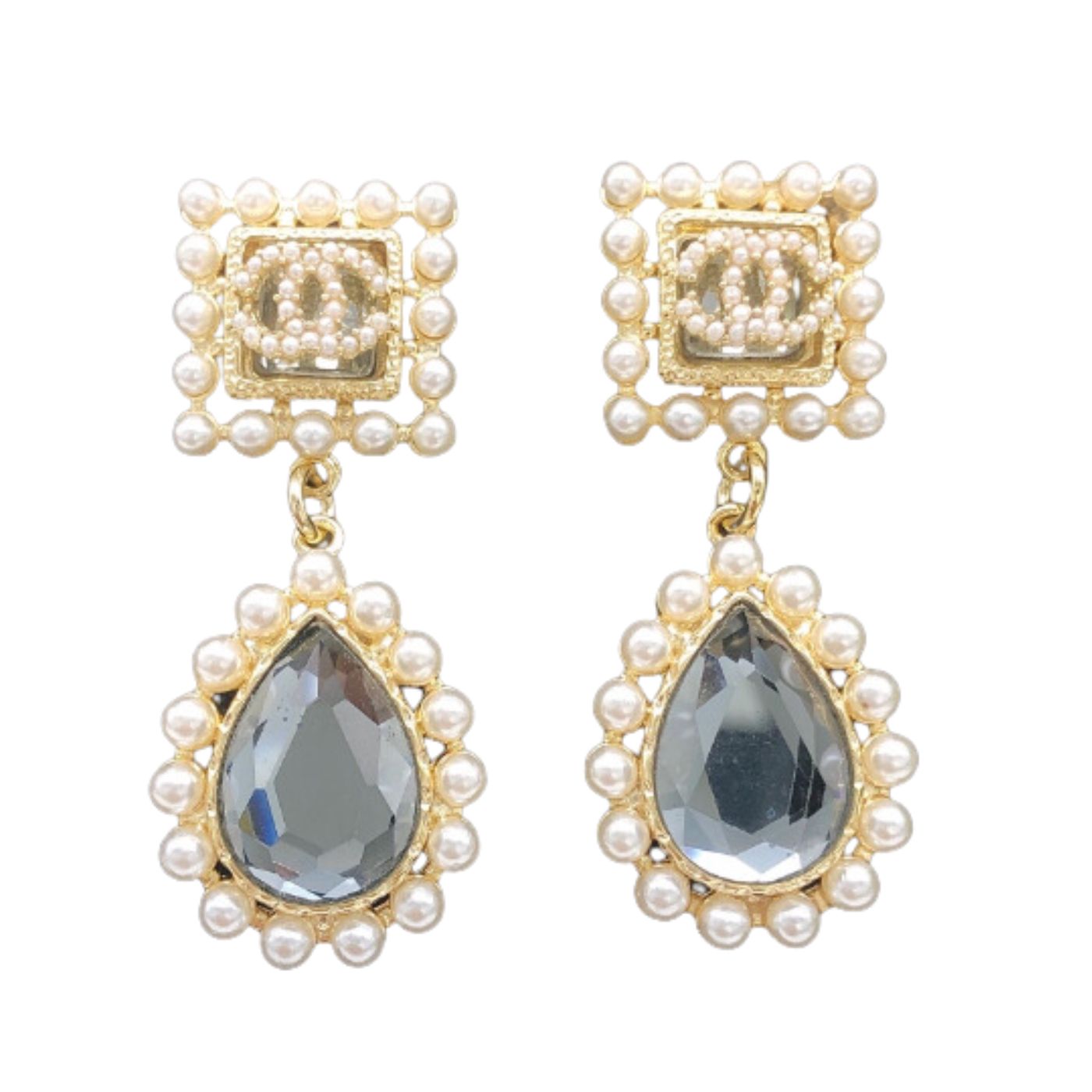 Ch**el Dripping Pearls Earrings Gold For Women