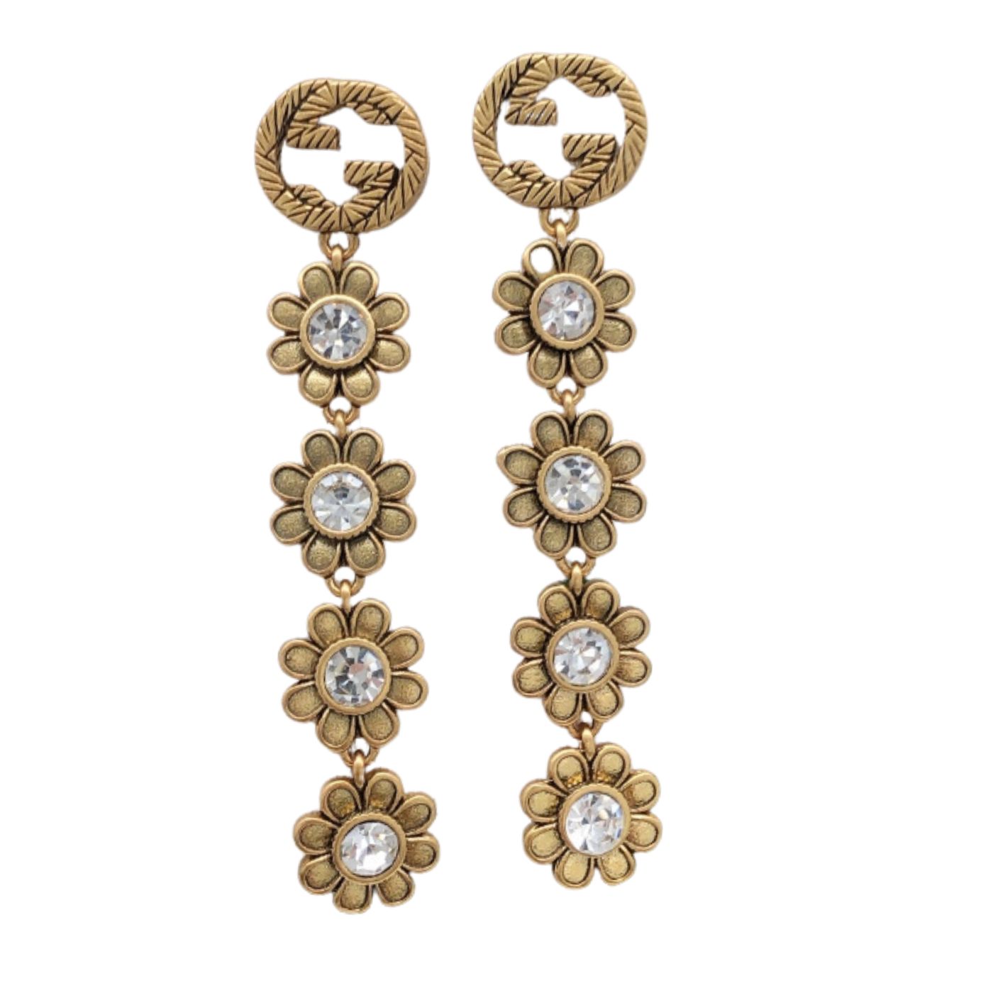 Gvc*1 Flower Tassel Earrings Gold For Women