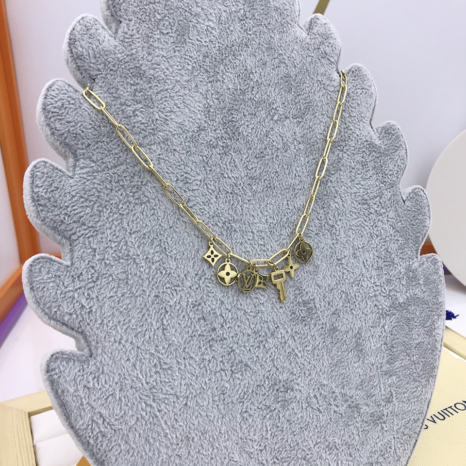 L0vis Vvtt0n Key Big Chain Necklace Gold Tone For Women