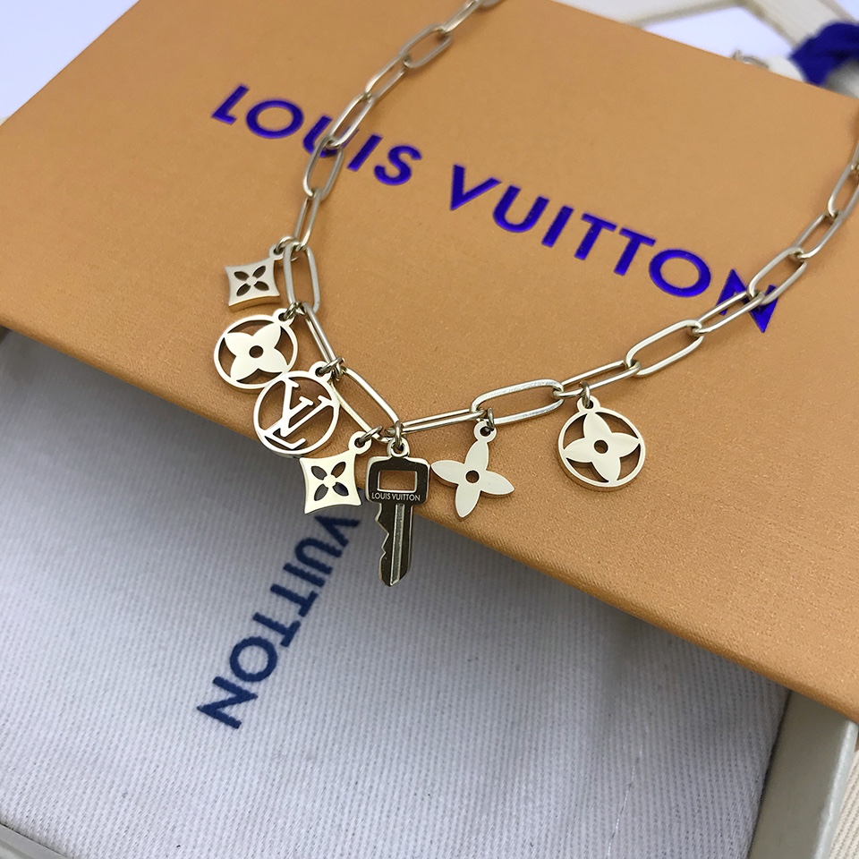 L0vis Vvtt0n Key Big Chain Necklace Gold Tone For Women